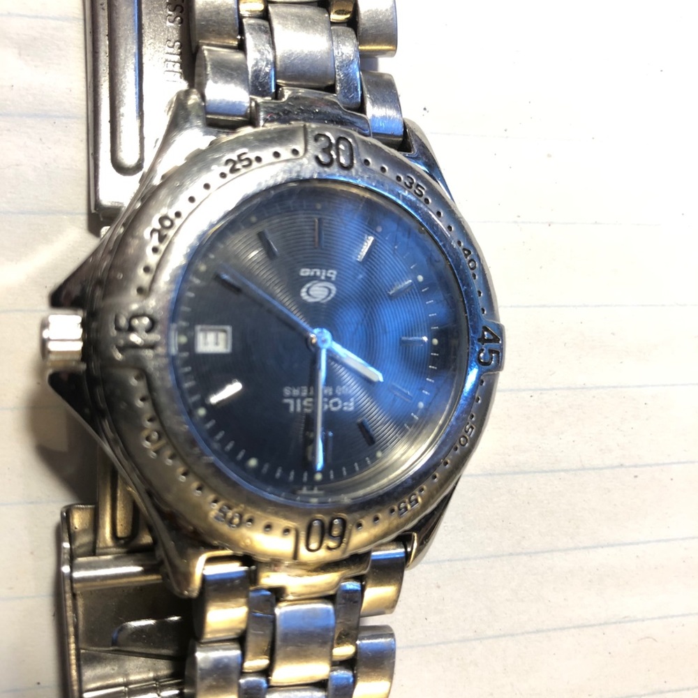 Fossil quartz watch gray face Stainless